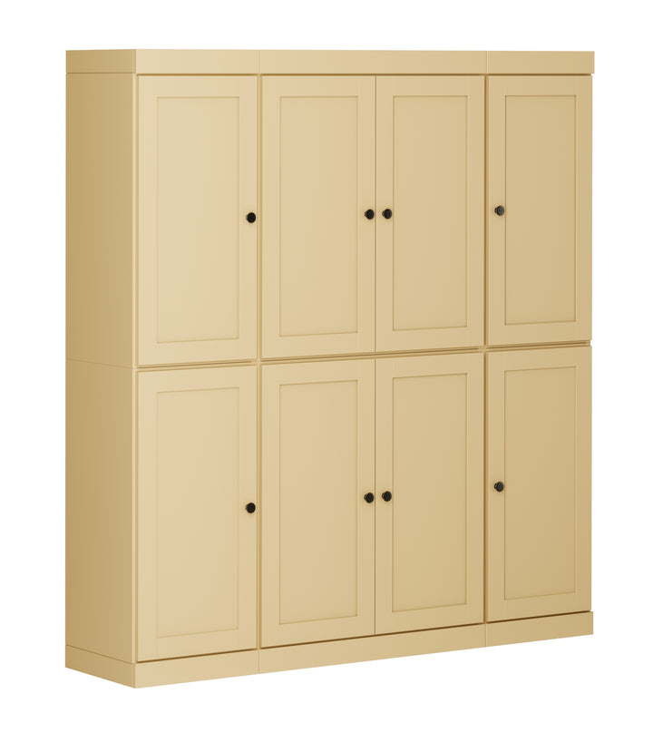 100% Solid Wood 65" Pantry Cabinet, 8 Shaker Wood Doors, 2 Drawers