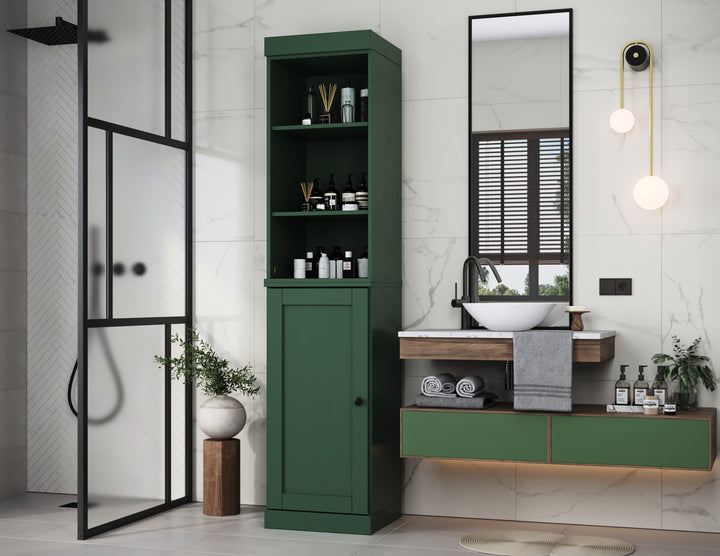 100% Solid Wood 16.5" Tall Bathroom Storage Cabinet , Shaker Door, Adjustable Shelves