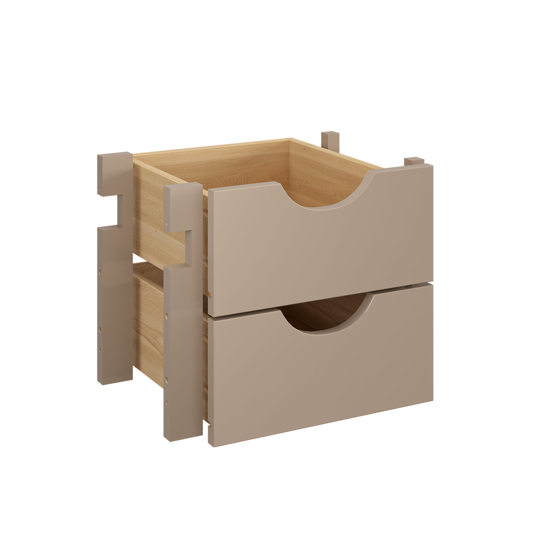 100% Solid Wood Modular Cabinet 2-Small Drawer Storage Kit For 16.5" Wide Cabinet
