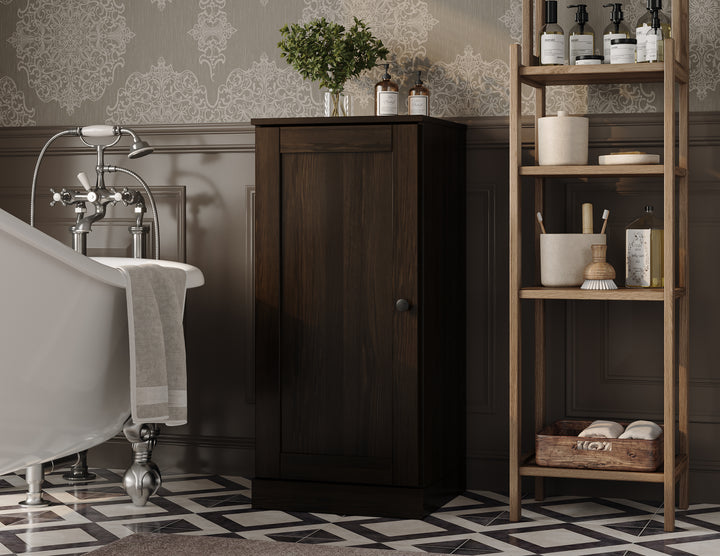 100% Solid Pine Wood Bathroom Storage Cabinet, Shaker Door, 4 Drawers, Adjustable Shelves, 16.5" Wide, 35.75" Tall