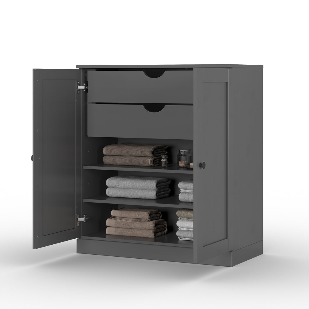 100% Solid Wood 32" Bathroom Cabinet with Shaker Wood Doors, 2-Drawers