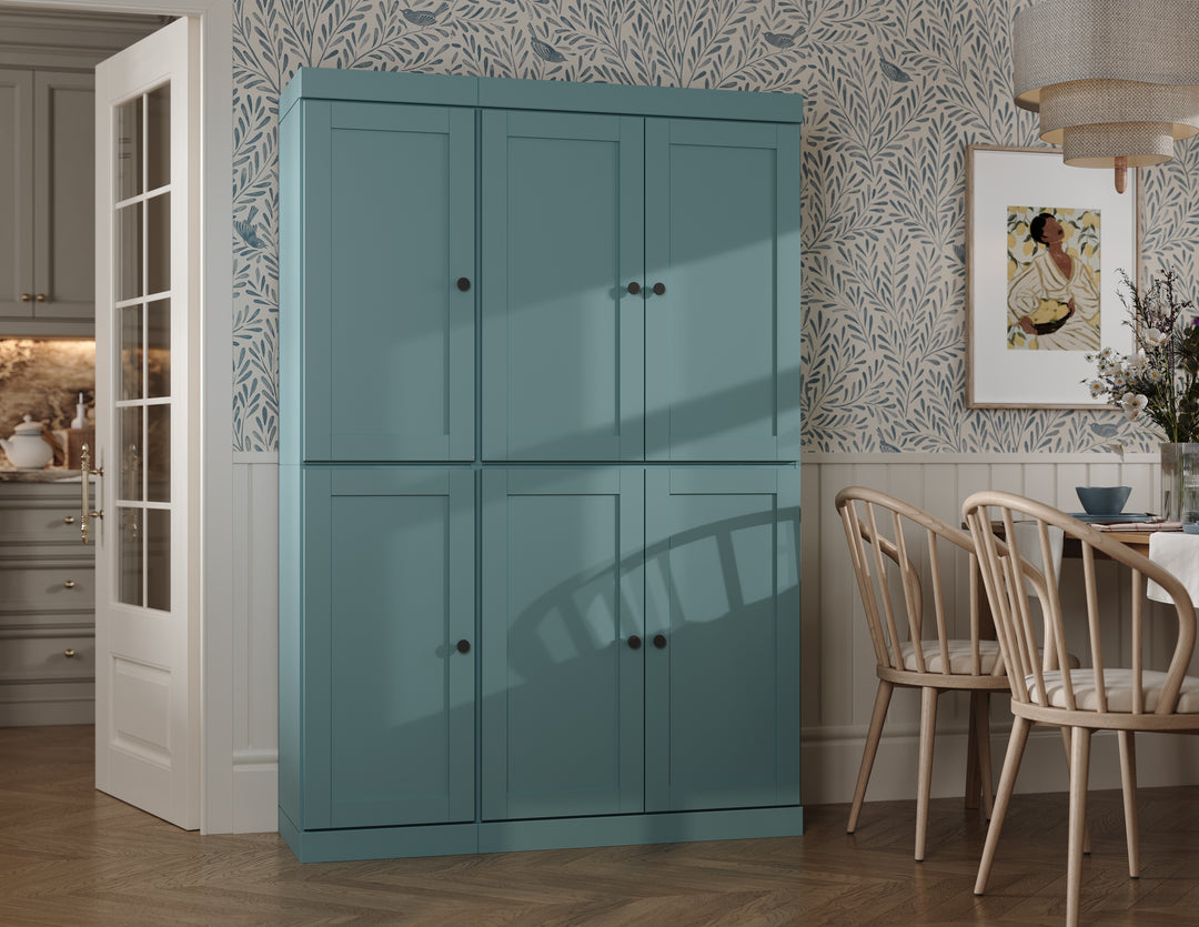 100% Solid Wood 48.5" Pantry Cabinet, Shaker Wood Doors
