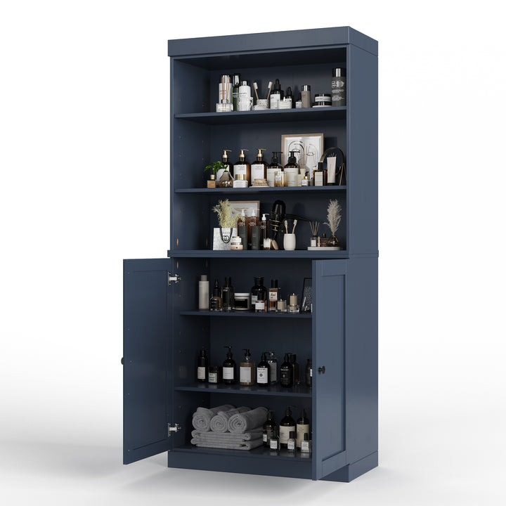 100% Solid Brazilian Pine Wood 32" Bathroom Storage Cabinet with Bottom Shaker Doors and Adjustable Shelves