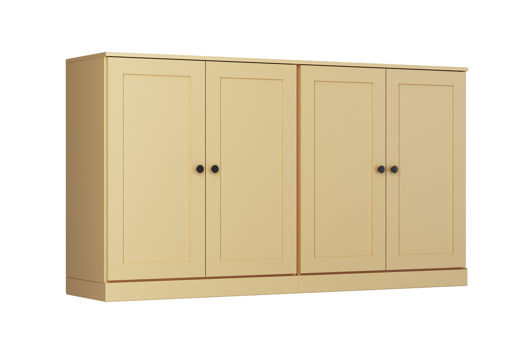 100% Solid Brazilian Pine Wood 64" Sideboard with Shaker Doors, 4-Drawers and Adjustable Shelves