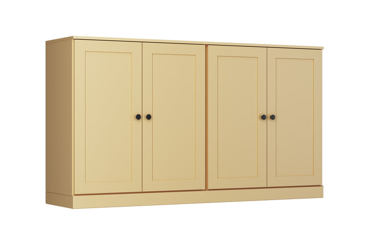 100% Solid Brazilian Pine Wood 64" Sideboard with Shaker Doors, 4-Drawers and Adjustable Shelves