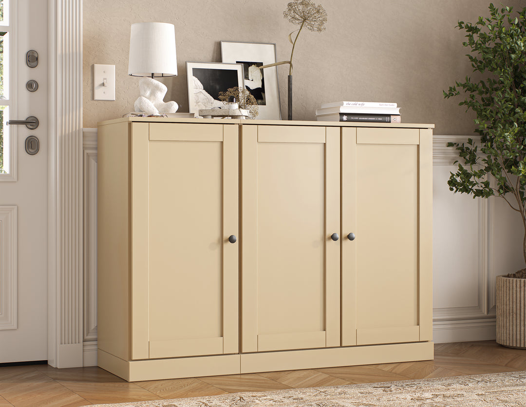 100% Solid Wood Shoe Storage Cabinet with Shaker Doors, Adjustable Shelves, Space Saving Modular Entryway Organizer, 48.5" W x 35.75" H