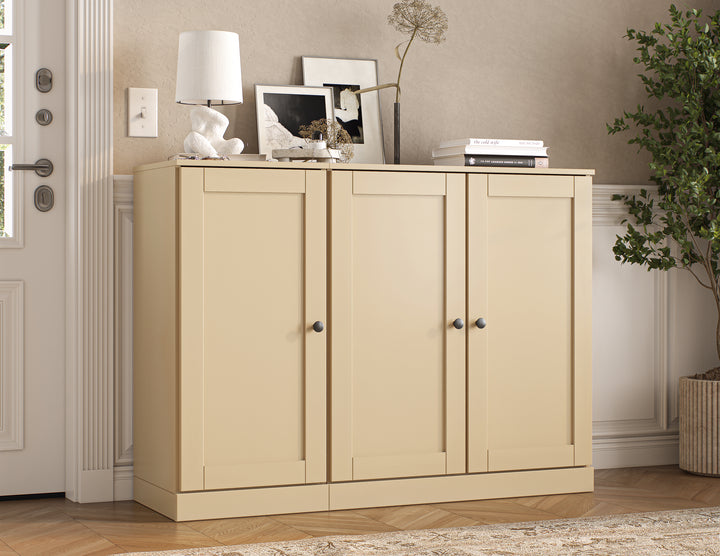 100% Solid Wood Shoe Storage Cabinet with Shaker Doors, Adjustable Shelves, Space Saving Modular Entryway Organizer, 48.5" W x 35.75" H