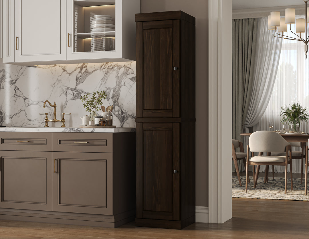100% Solid Wood Kitchen Pantry Cabinet, Tall Freestanding Modular Storage with Raised Panel Doors, Adjustable Shelves, 16.5" W x 71.5" H