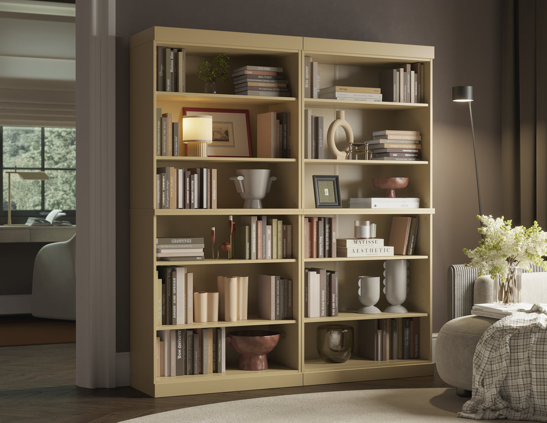 100% Solid Wood 12-Shelf 64" Bookcase, Tall Modular Bookshelf with Adjustable Shelves