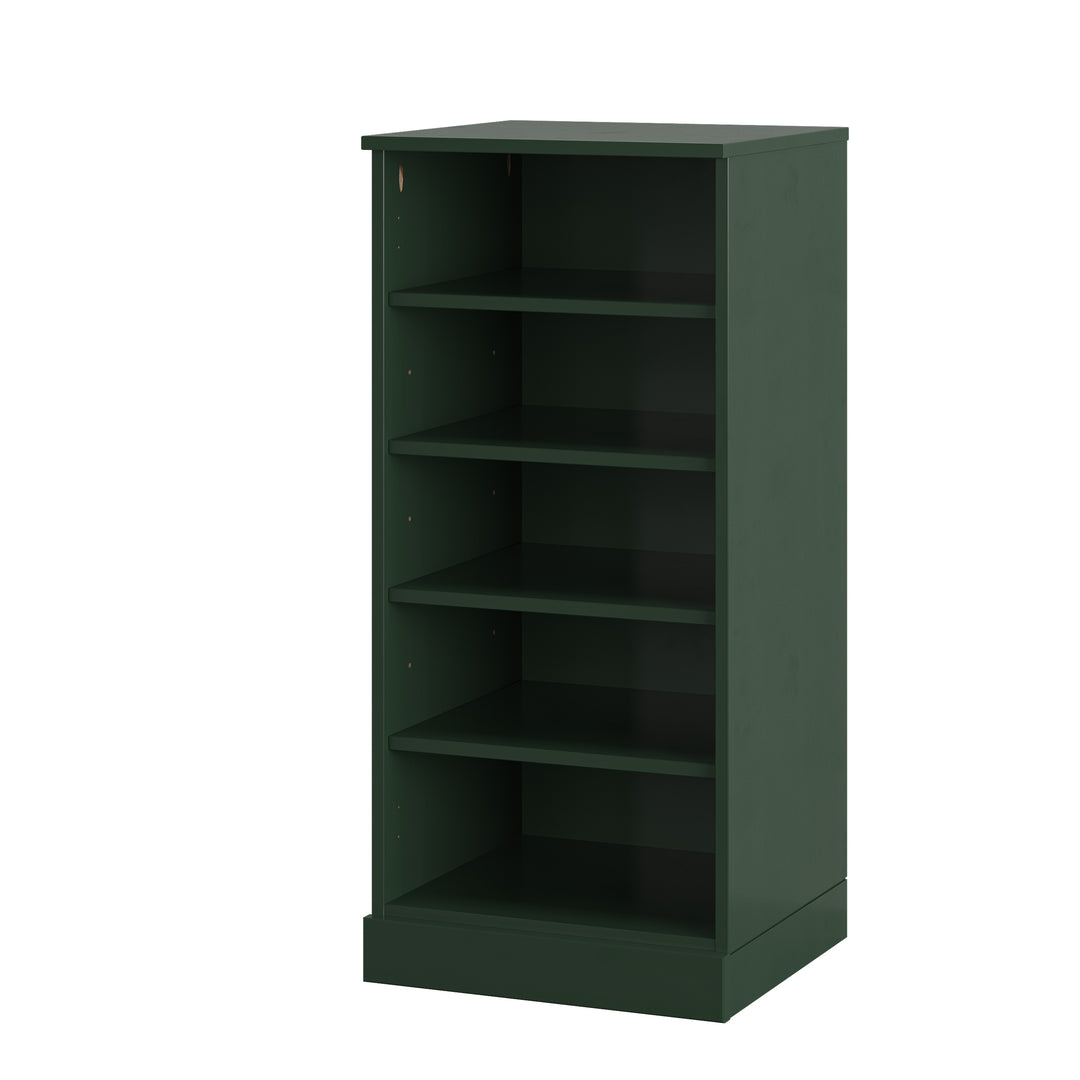100% Solid Wood Narrow Open Shoe Storage Cabinet with Adjustable Shelves, Space Saving Stackable Organizer, 16.5" W x 35.75" H