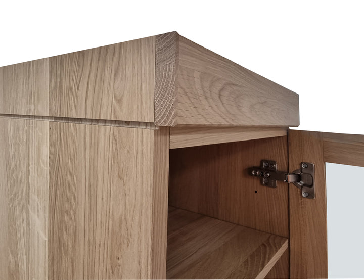 Premium 100% Solid European Oak Hardwood 6-Shelf Modular Bookcase with Tinted Glass Doors – 32" Wide, 71.5" Tall