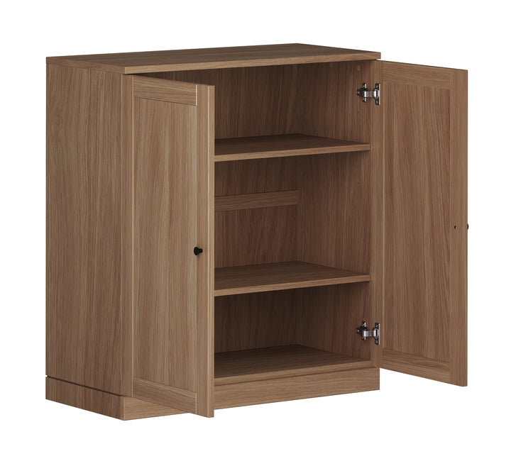 Premium 100% Solid European Oak Hardwood 3-Shelf Modular Bookcase with Shaker Doors – 32" Wide, 35.75" Tall