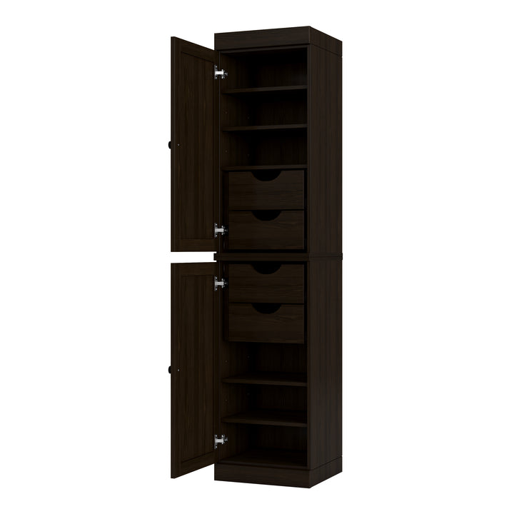 100% Solid Wood Bathroom Storage Cabinet, Shaker Doors, 4 Drawers, Adjustable Shelves, 16.5" Wide, 71.5" Tall
