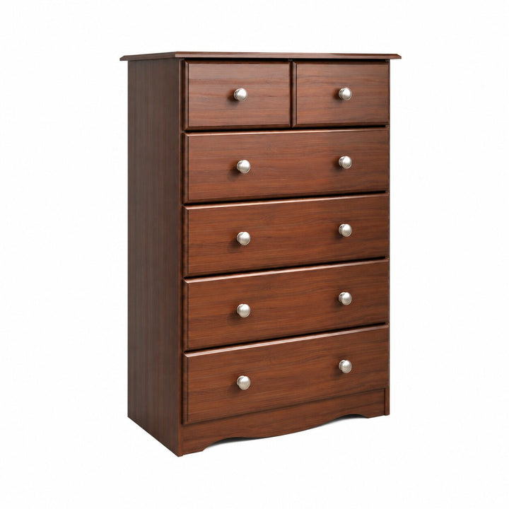 100% Solid Wood 6-Drawer Chest with Metal Knobs