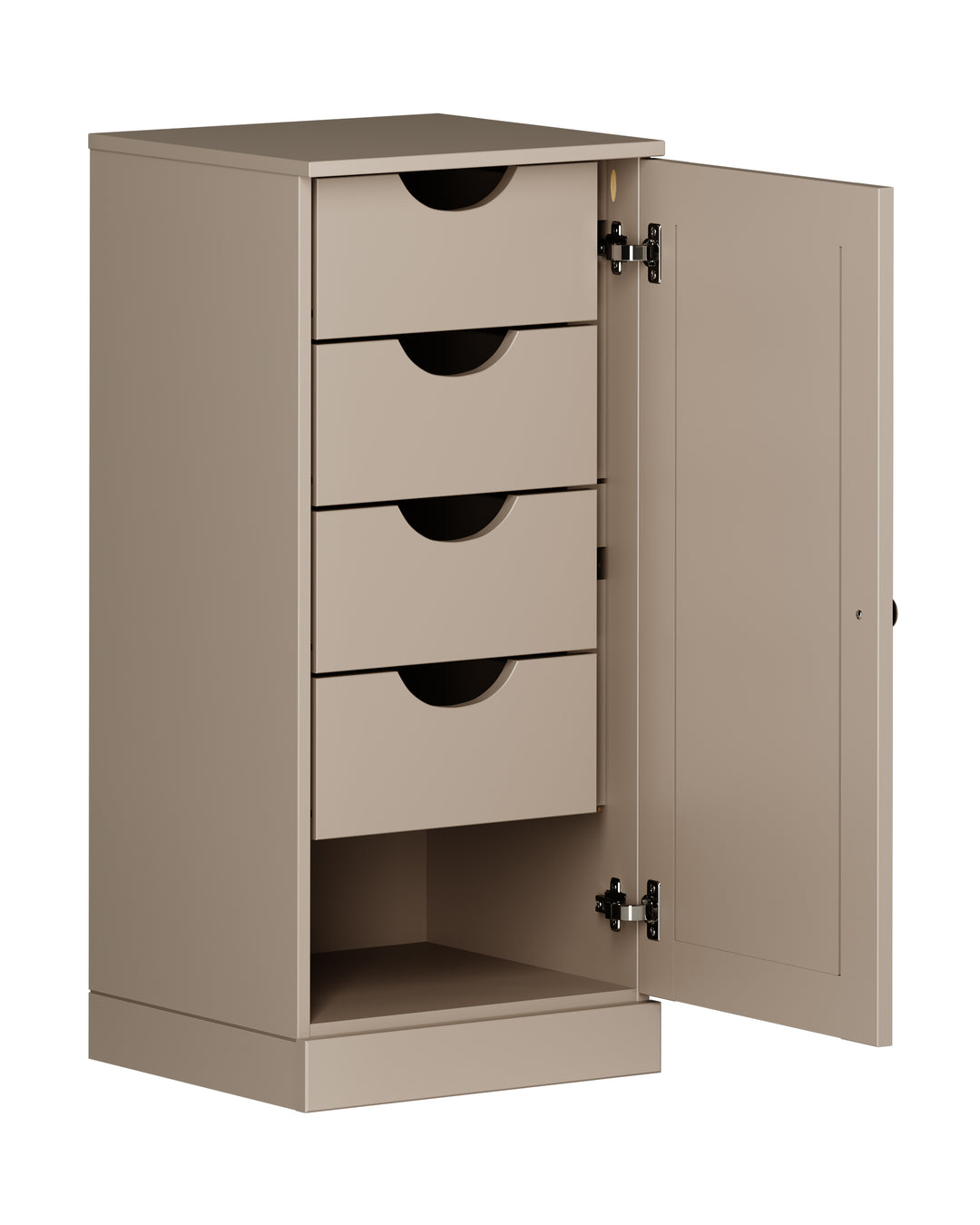 100% Solid Wood Bathroom Storage Cabinet, Raised Panel Door, 4 Drawers, Adjustable Shelves, 16.5" Wide, 35.75" Tall