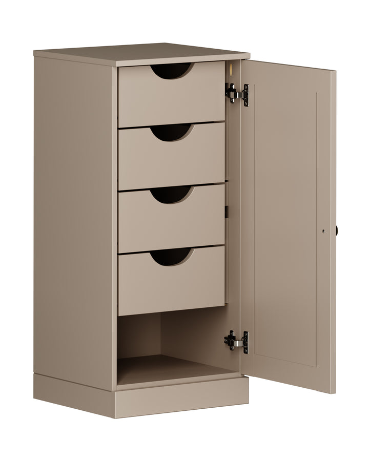 100% Solid Wood Bathroom Storage Cabinet, Raised Panel Door, 4 Drawers, Adjustable Shelves, 16.5" Wide, 35.75" Tall