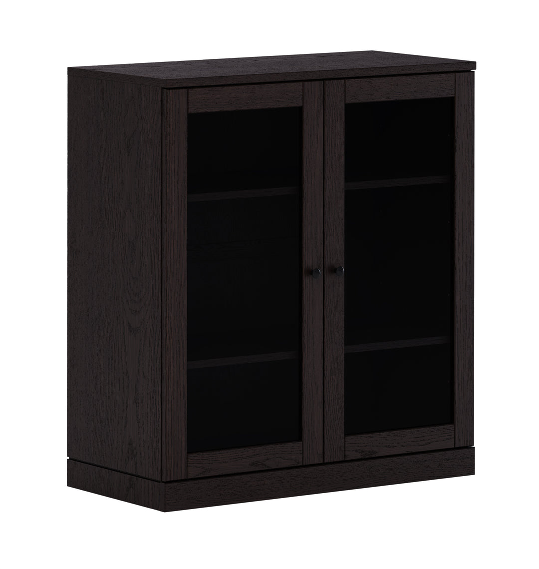 Premium 100% Solid European Oak Hardwood 3-Shelf Modular Bookcase with Tinted Glass Doors – 32" Wide, 35.75" Tall