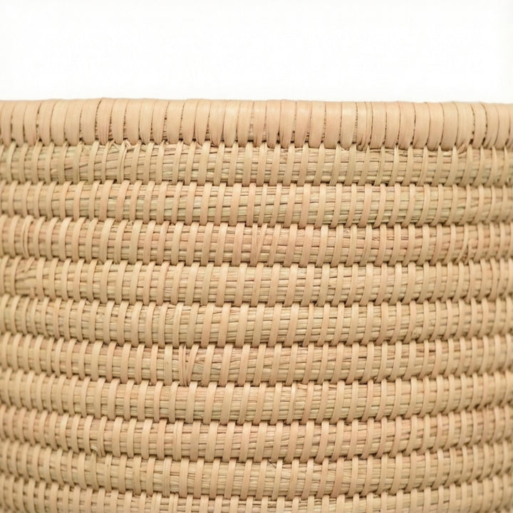 100% Handwoven Natural Rattan 14" Oval Basket with Handles, Boho Farmhouse Decorative Laundry & Storage Organizer, Handcrafted – Authentic African Craftsmanship, Baskets - Palace Imports