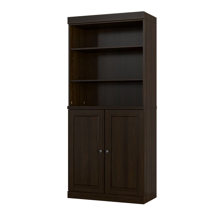 100% Solid Wood Tall Freestanding Modular Bathroom Linen Storage Cabinet with Open Shelf & Raised Panel Doors, Adjustable Shelves, 32" W x 71.5" H