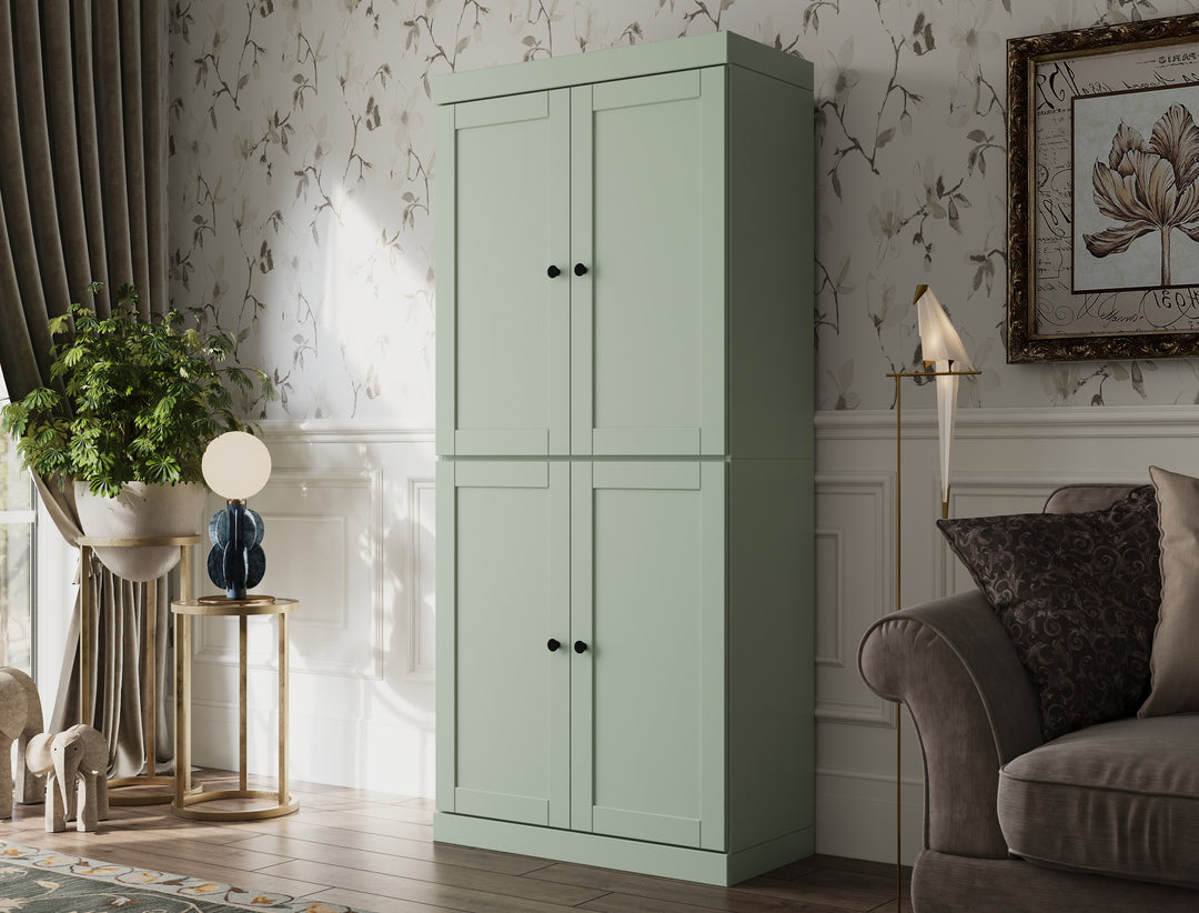 100% Solid Wood 6-Shelf 32" Bookcase, Shaker Wood Doors, Adjustable Shelves