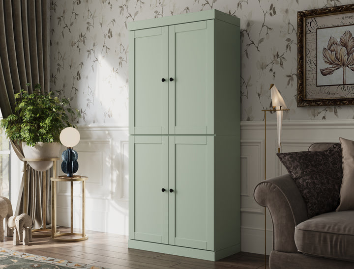 100% Solid Wood 6-Shelf 32" Bookcase, Shaker Wood Doors, Adjustable Shelves