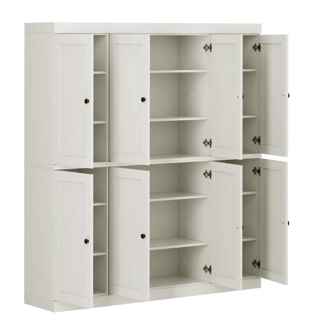 100% Solid Wood Kitchen Pantry Cabinet, Tall Freestanding Modular Storage with Shaker Doors, Adjustable Shelves, 65" W x 71.5" H