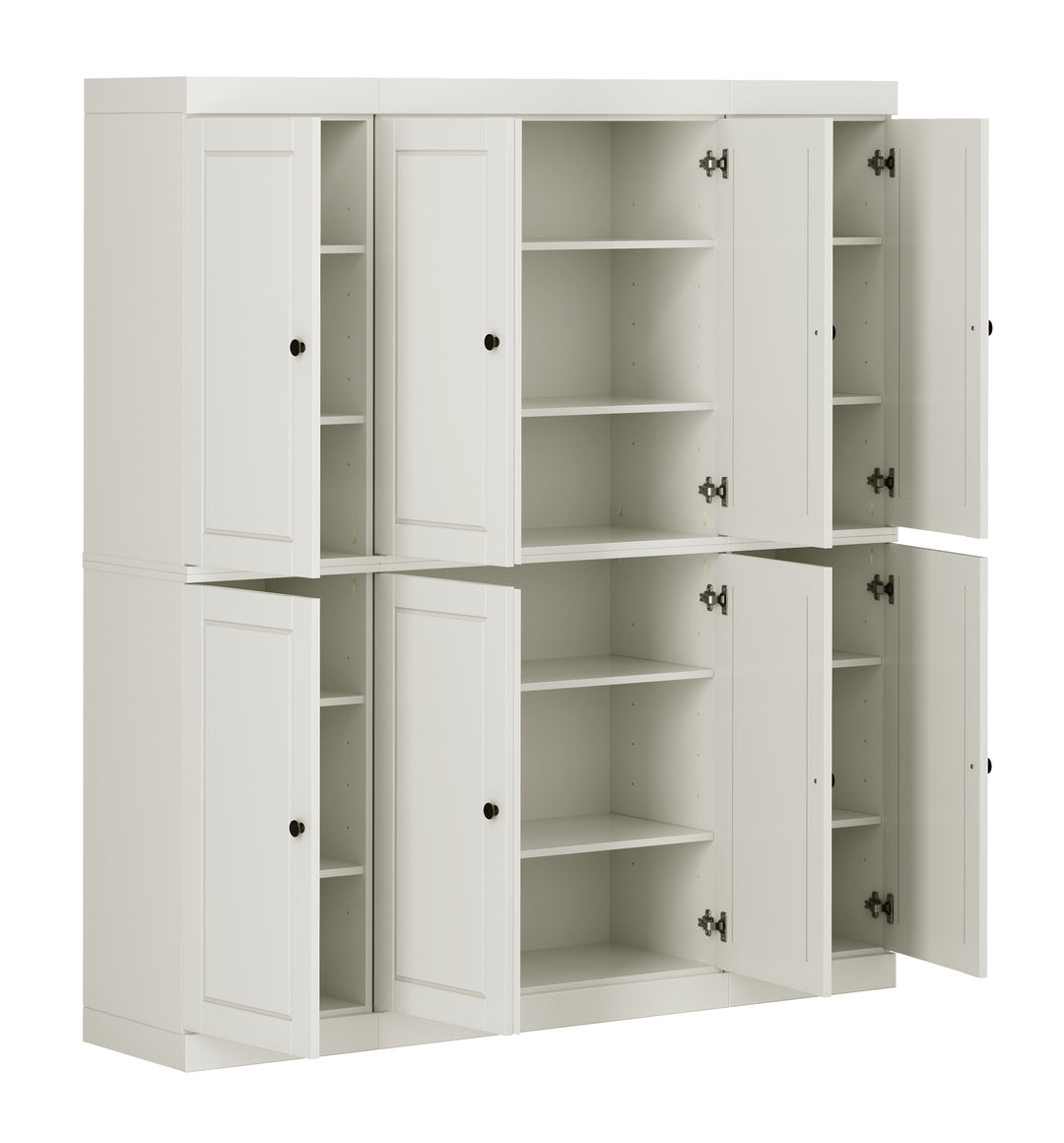 100% Solid Wood Kitchen Pantry Cabinet, Tall Freestanding Modular Storage with Raised Panel Doors, Adjustable Shelves, 65" W x 71.5" H