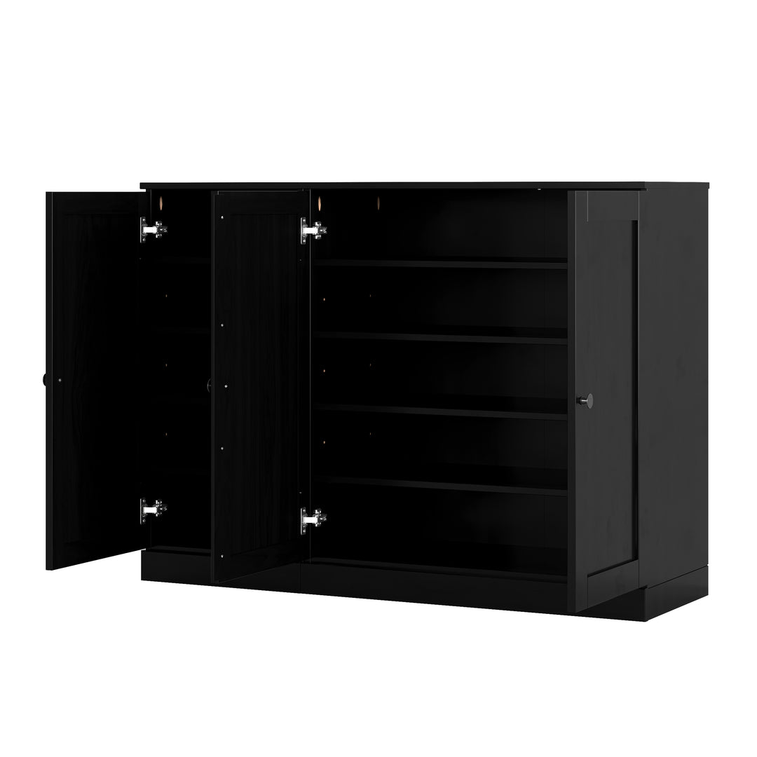 100% Solid Wood Shoe Storage Cabinet with Shaker Doors, Adjustable Shelves, Space Saving Modular Entryway Organizer, 48.5" W x 35.75" H