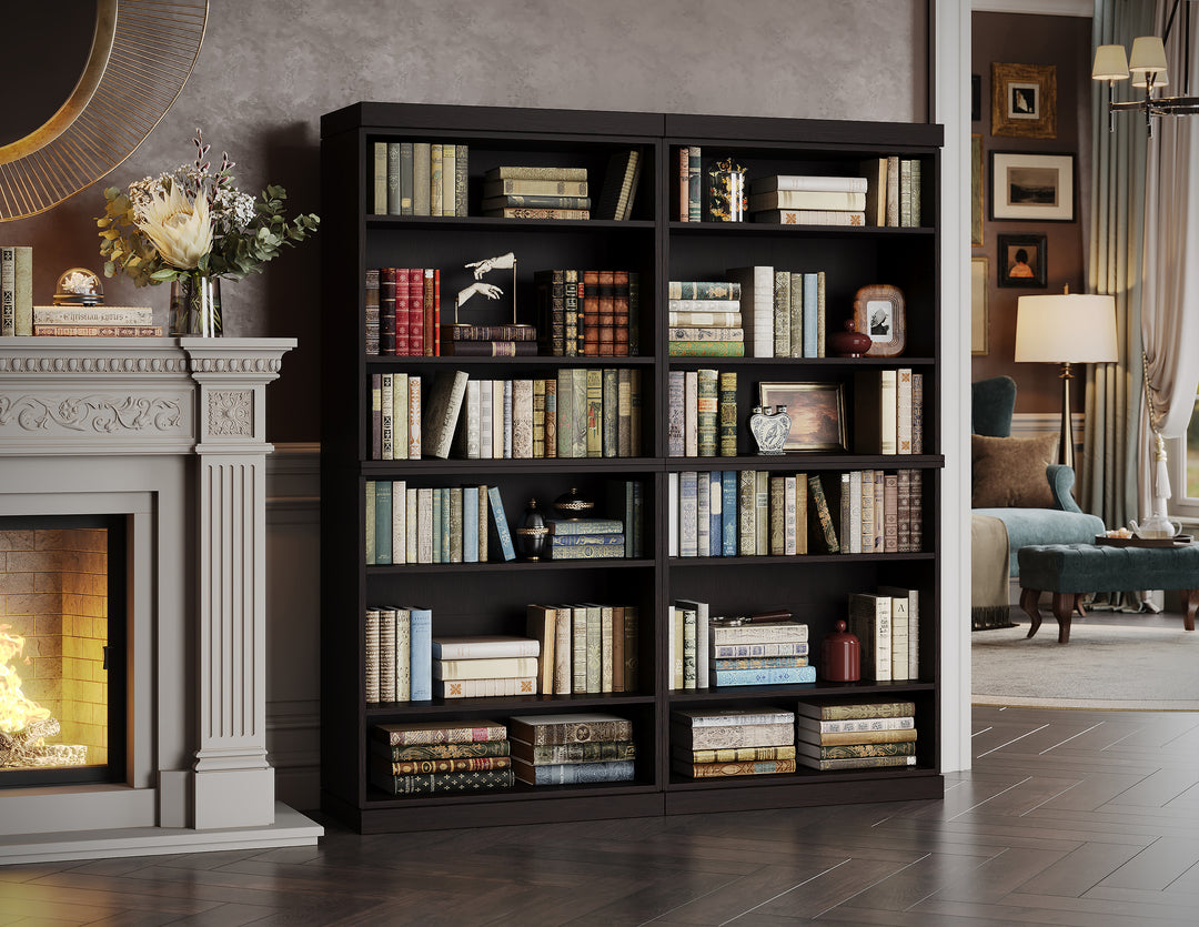 Premium 100% Solid European Oak Hardwood 12-Shelf Modular Bookcase – 64" Wide, 71.5" Tall