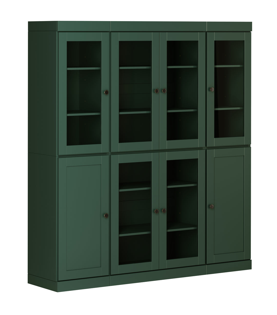 100% Solid Wood 65" China Pantry Cabinet, 6 Clear Glass, 2 Shaker Wood Doors