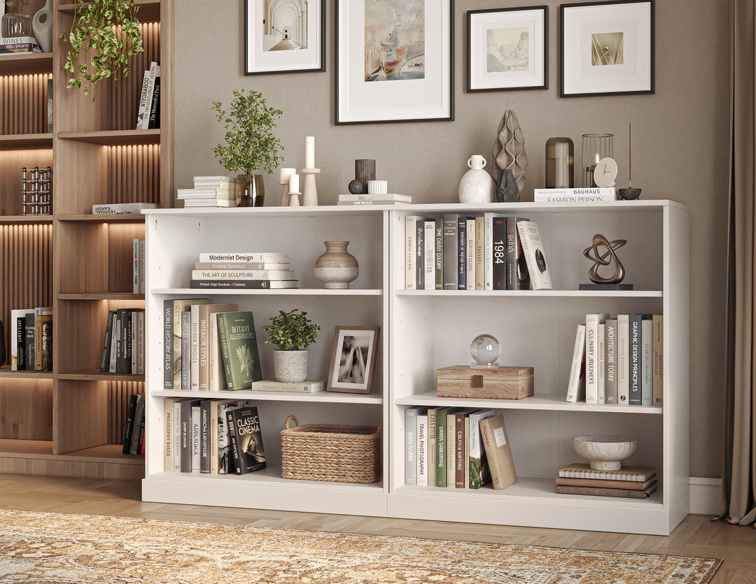 100% Solid Wood 6-Shelf Bookcase Cabinet with Open Storage and Adjustable Shelves, Display Bookshelf, 64" W x 35.75" H