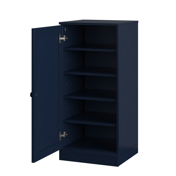 100% Solid Wood Narrow Shoe Storage Cabinet with Shaker Door, Adjustable Shelves, Space Saving Stackable Organizer, 16.5" W x 35.75" H