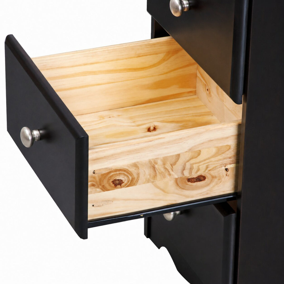 100% Solid Wood 3-Drawer Nightstand with Metal Knobs