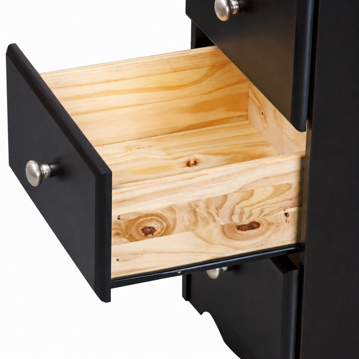 100% Solid Wood 3-Drawer Nightstand with Metal Knobs
