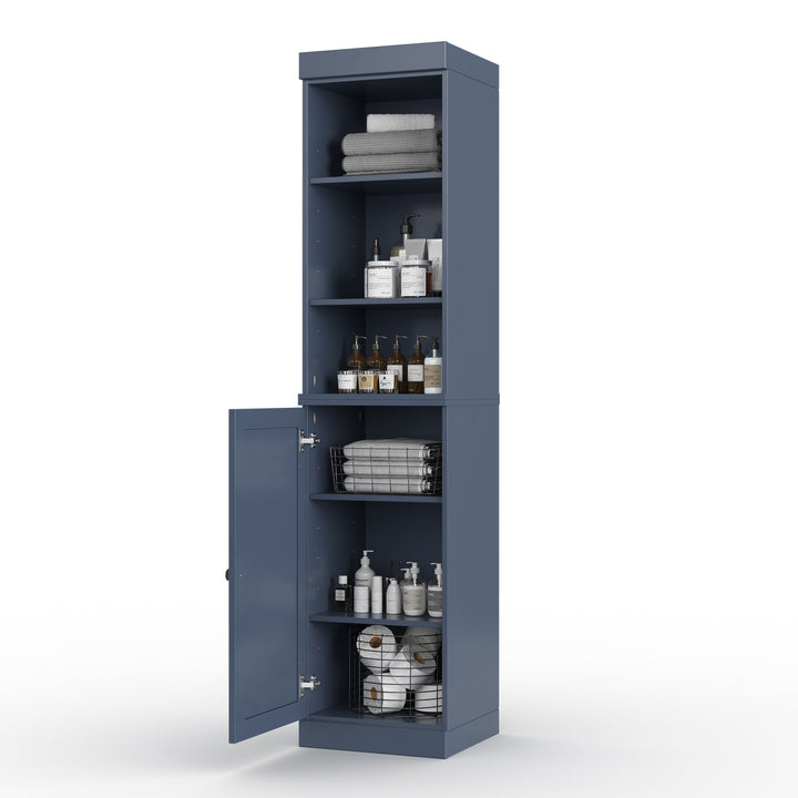 100% Solid Wood 16.5" Tall Bathroom Storage Cabinet , Shaker Door, Adjustable Shelves