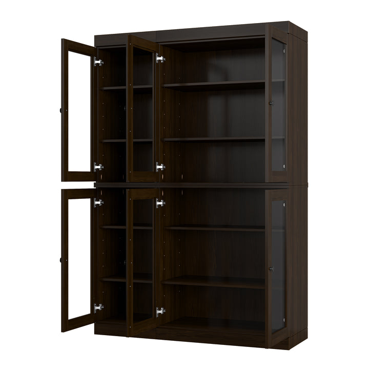 100% Solid Wood Kitchen Pantry China Cabinet, Tall Freestanding Modular Storage with Glass Doors, Adjustable Shelves, 48.5" W x 71.5" H