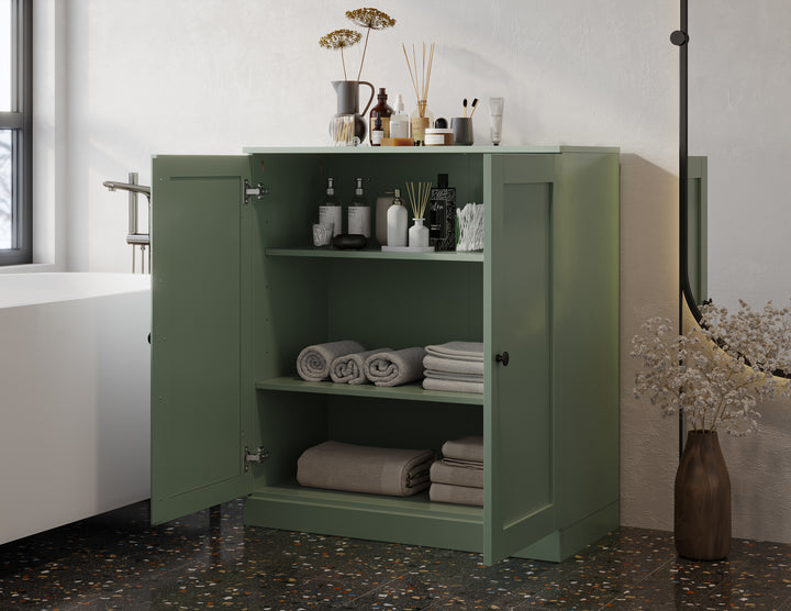 100% Solid Wood 32" Bathroom Cabinet with Shaker Wood Doors