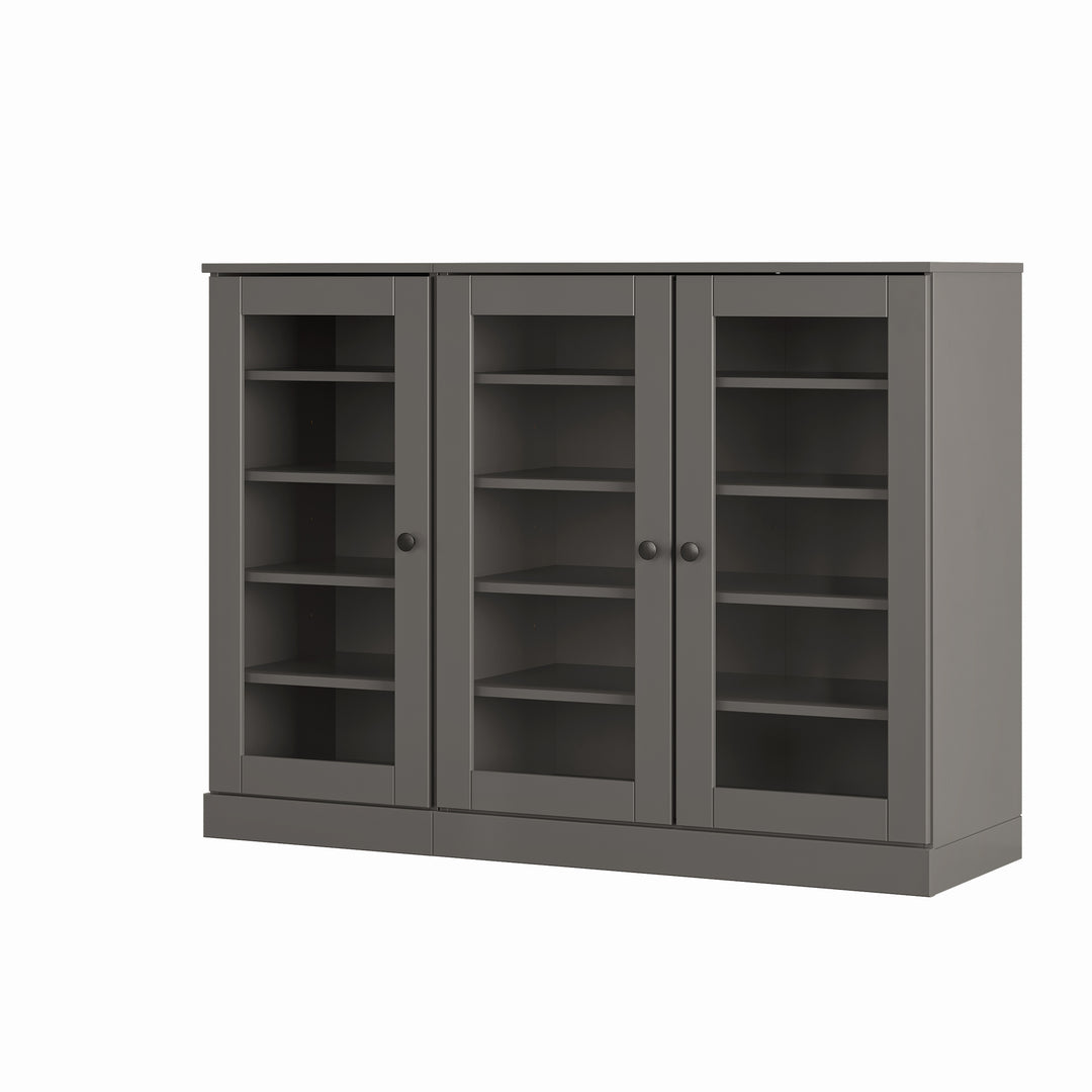 100% Solid Wood Glass Door Shoe Storage Cabinet, Adjustable Shelves, Space Saving Modular Entryway Organizer, 48.5" W x 35.75" H