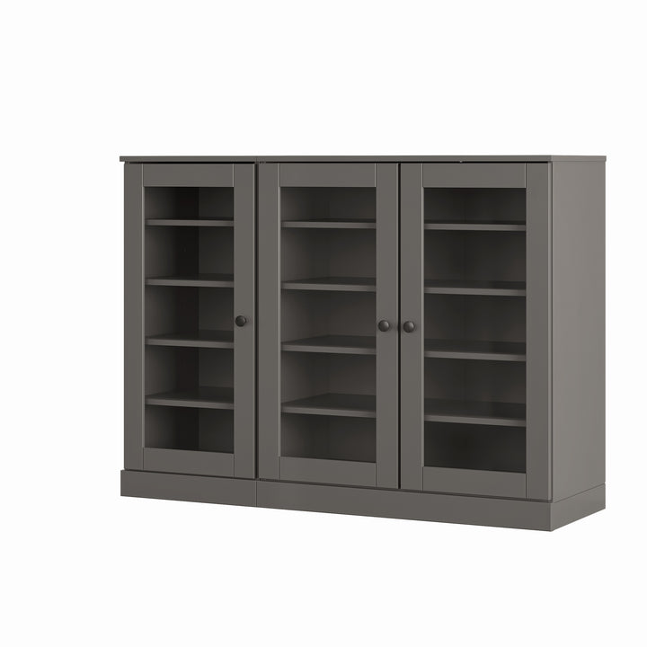 100% Solid Wood Glass Door Shoe Storage Cabinet, Adjustable Shelves, Space Saving Modular Entryway Organizer, 48.5" W x 35.75" H