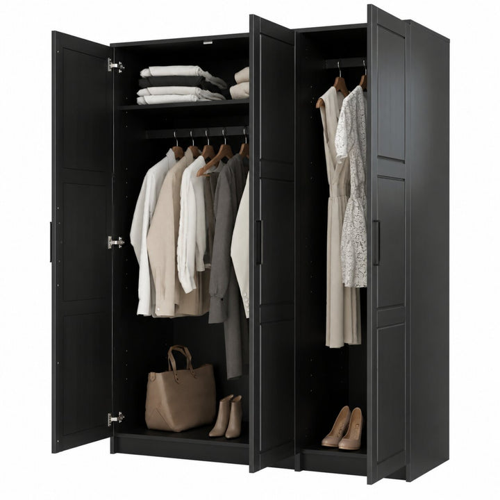 100% Solid Wood 3-Door Wardrobe Armoire with Raised Panel Doors, Bedroom Closet Storage - Urban Collection