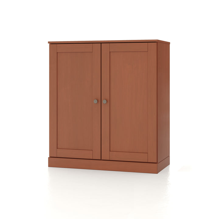 100% Solid Brazilian Pine Wood Bathroom Storage Cabinet, Shaker Doors, 2 Drawers, Adjustable Shelves, 32" Wide, 35.75" Tall