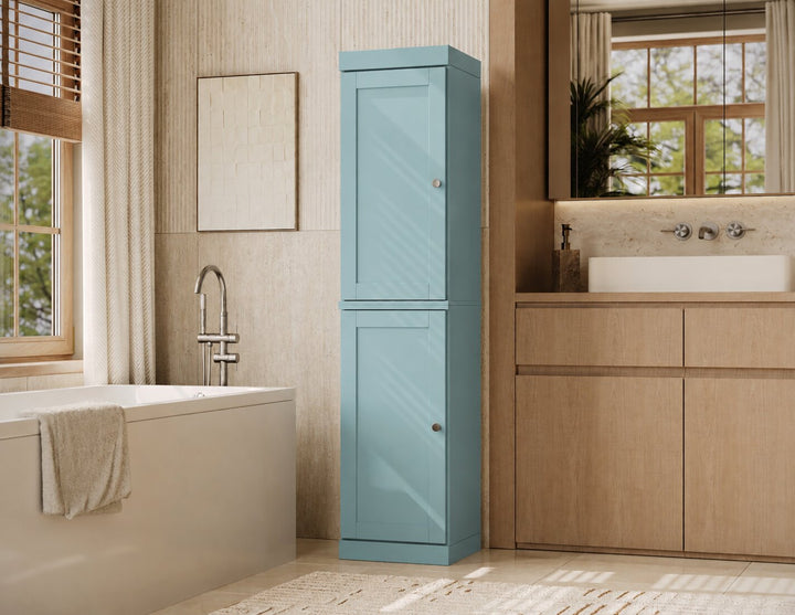100% Solid Wood Tall Freestanding Modular Bathroom Linen Storage Cabinet with Shaker Doors, 4 Drawers, Adjustable Shelves, 16.5" W x 71.5" H