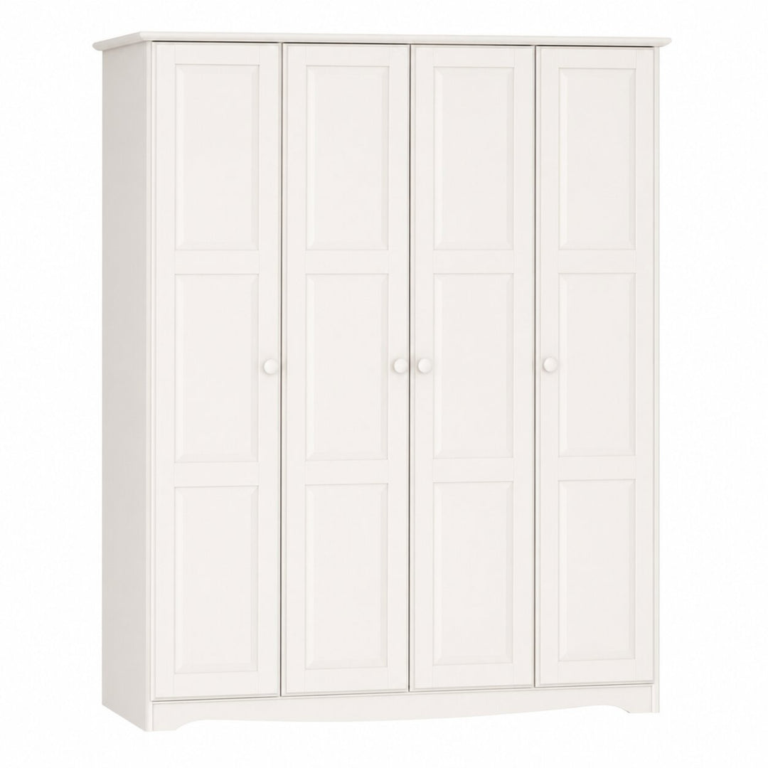 100% Solid Wood 4-Door Wardrobe Armoire with Raised Panel Doors, Bedroom Closet Storage - Regal Collection
