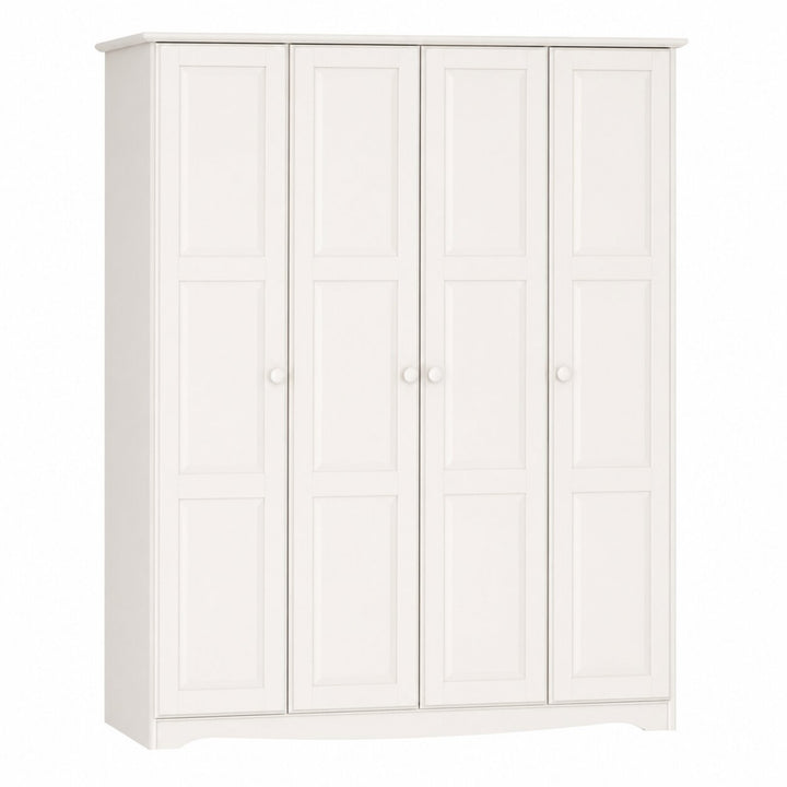 100% Solid Wood 4-Door Wardrobe Armoire with Raised Panel Doors, Bedroom Closet Storage - Regal Collection
