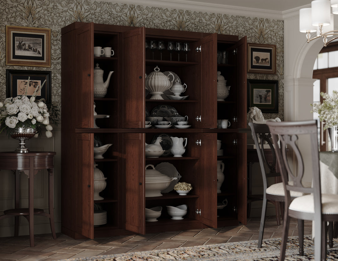 Premium 100% Solid European Oak Hardwood Modular Dining Room Cabinet with Shaker Doors – 64" Wide, 71.5" Tall