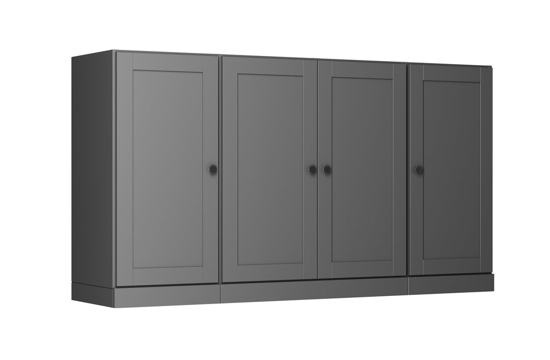 100% Solid Brazilian Pine Wood Sideboard, Shaker Doors, 2 Drawers, Adjustable Shelves, 65" Wide, 35.75" Tall