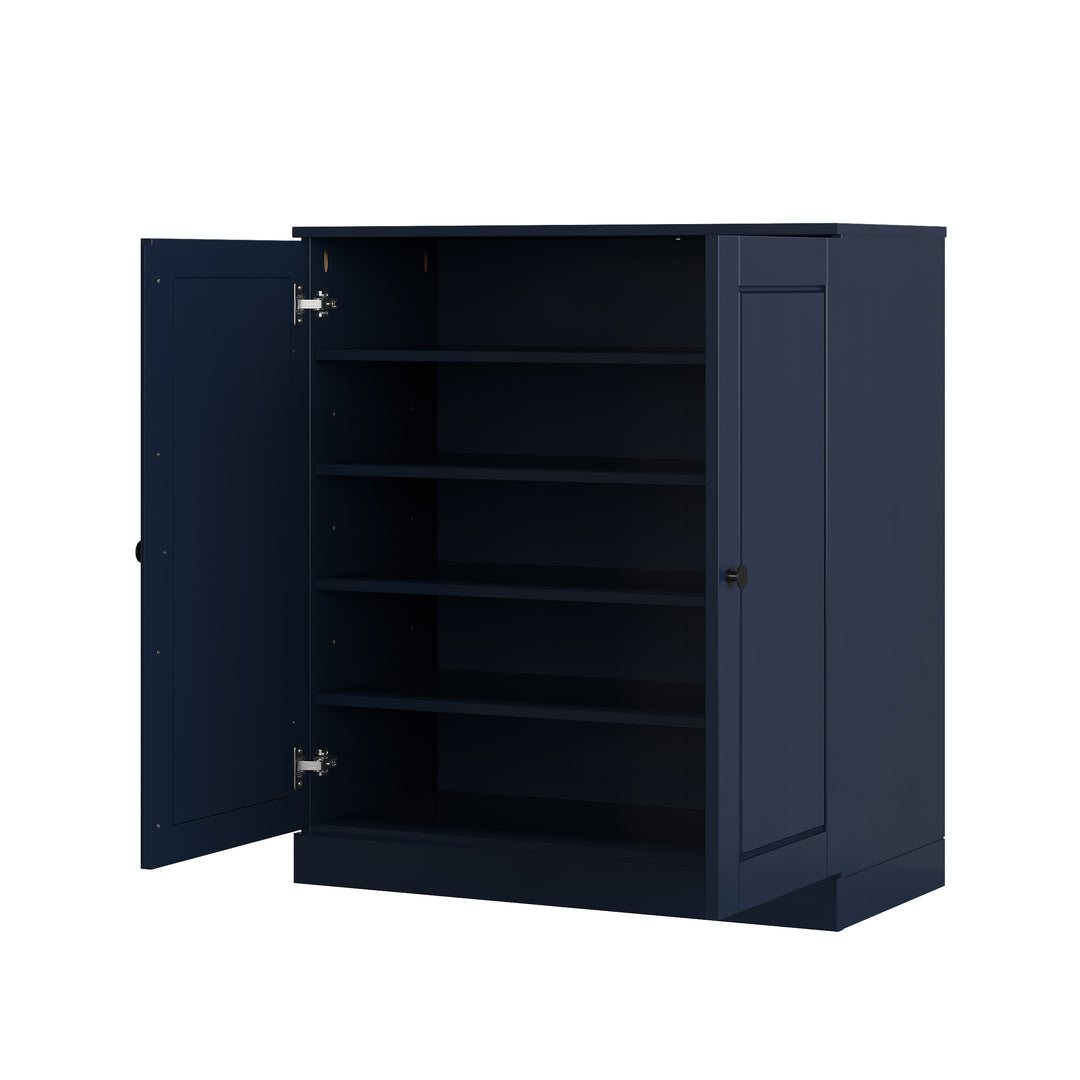 100% Solid Wood Shoe Storage Cabinet with Raised Panel Doors, Adjustable Shelves, Space Saving Stackable Entryway Organizer, 32" W x 35.75" H