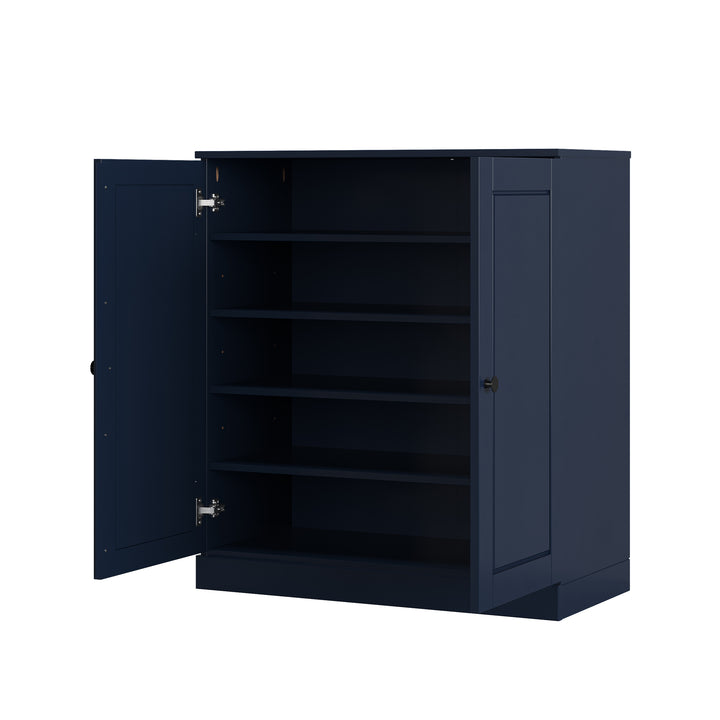 100% Solid Wood Shoe Storage Cabinet with Raised Panel Doors, Adjustable Shelves, Space Saving Stackable Entryway Organizer, 32" W x 35.75" H