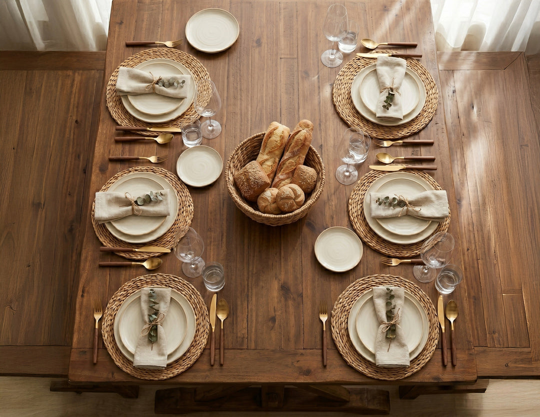 100% Natural Rattan Placemat Sets – Handwoven Round Woven Placemats, Boho Farmhouse Dining Table Decor, Heat Resistant Table Setting, Handmade African Artisan
