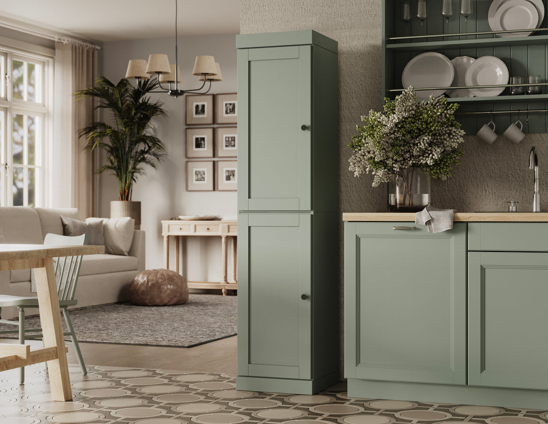 100% Solid Wood 16.5" Pantry Cabinet, 2 Shaker Wood Doors